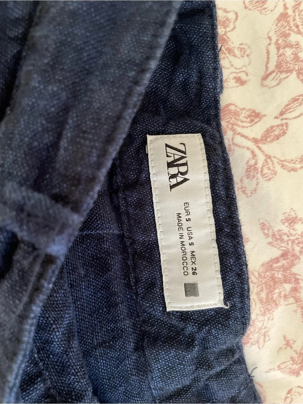 Zara Wide-Leg Linen Blend Pants in Navy Blue